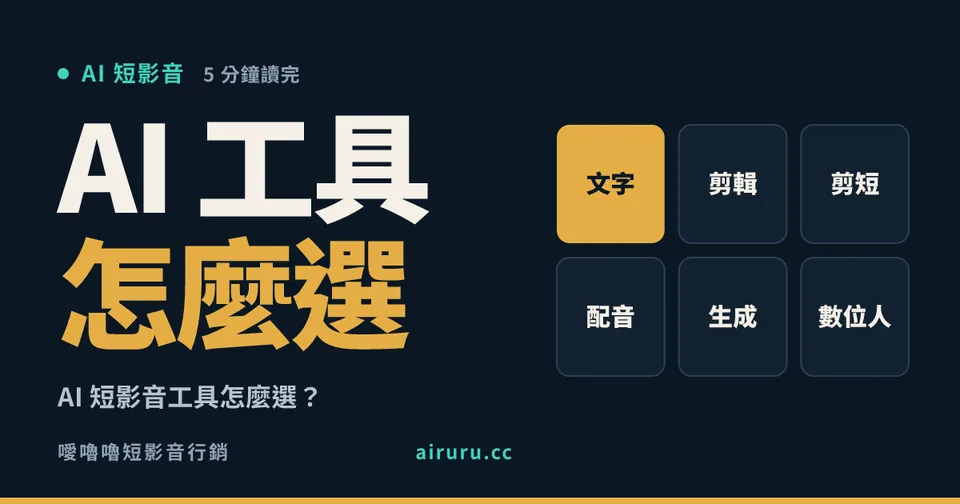 AI 短影音工具怎麼選？照六個環節挑，不用每一個都訂閱