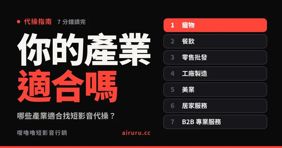 哪些產業適合找短影音代操？10 個產業的合理期待、要不要出鏡、驗收指標與案例