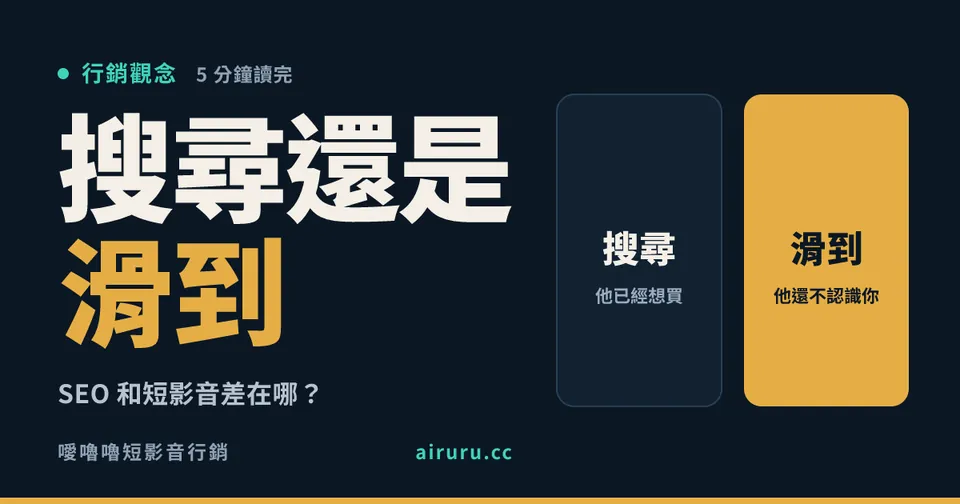 SEO 和短影音差在哪？客人是「搜尋」找到你，還是「滑到」你