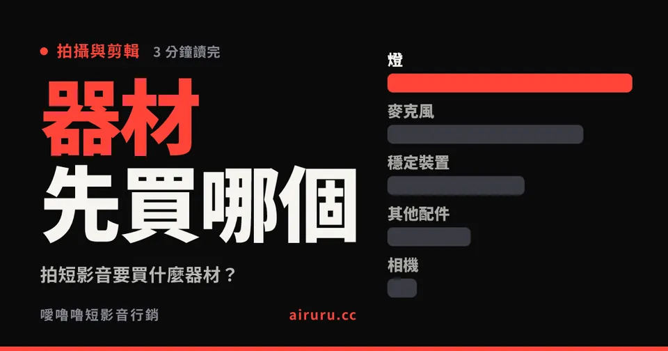拍短影音要買什麼器材？依投報率排序的採購順序
