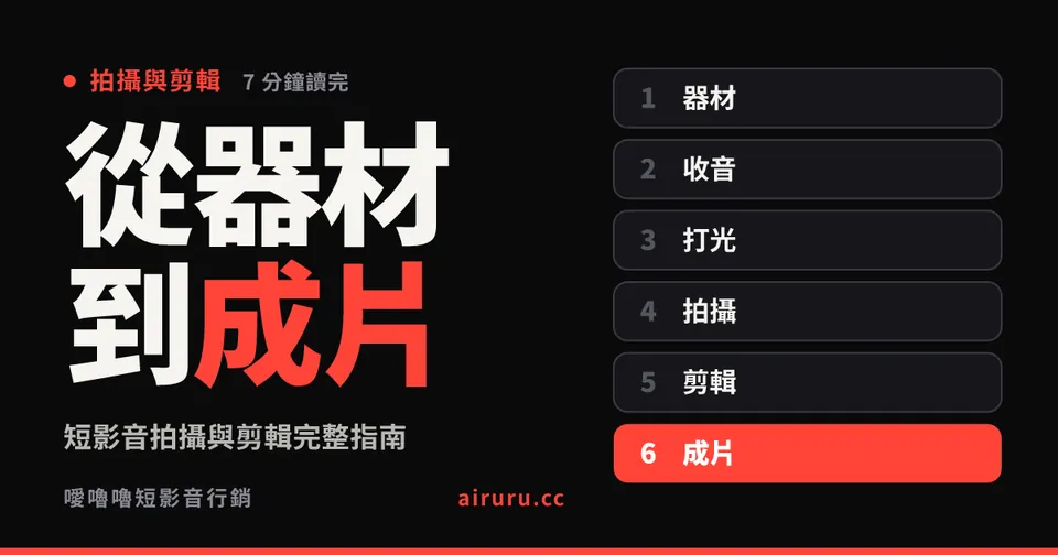 短影音拍攝與剪輯完整指南：從器材到成片